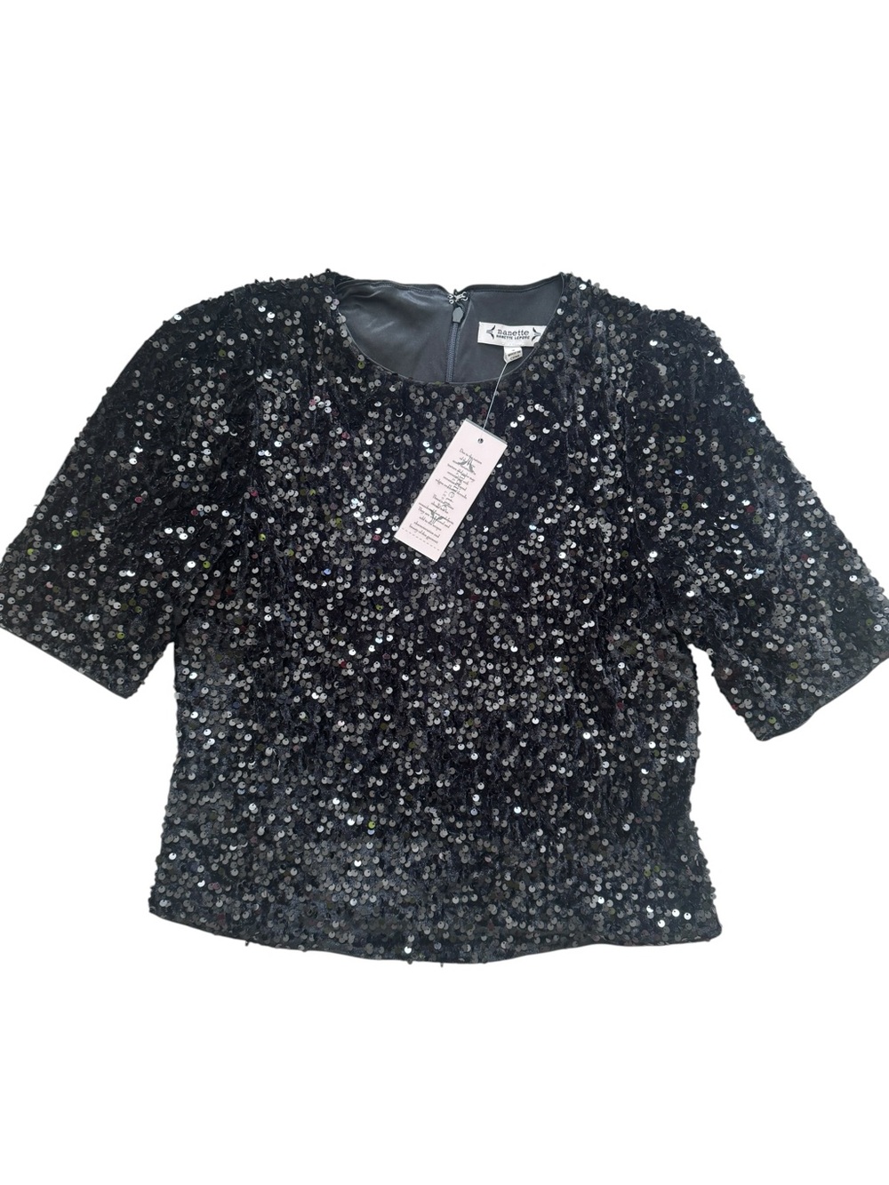 Nanette Lepore Black Sparkle Two-Piece Jumpsuit Set pants Med- top Small